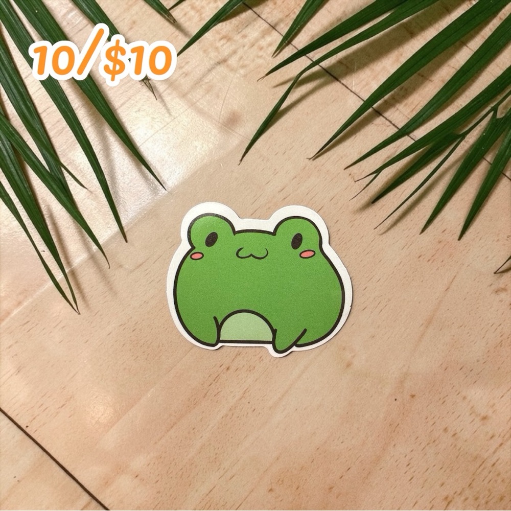 Cute Frog Sticker – Kawaii Green Frog Vinyl Decal | Small Animal Planner Sticker